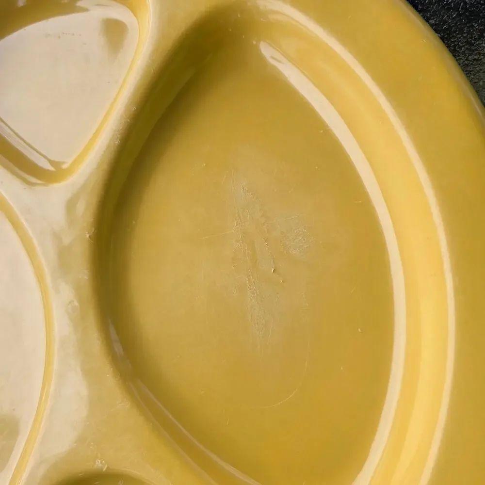 Vintage Mustard Yellow Divided Melamine Divided Plates Set of 2 Mid Century